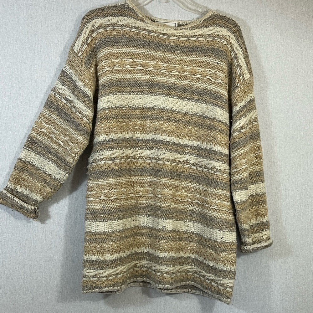 Vintage ExpressTricot Striped AngoraWool Blend Knitted Sweater Made in Hong Kong